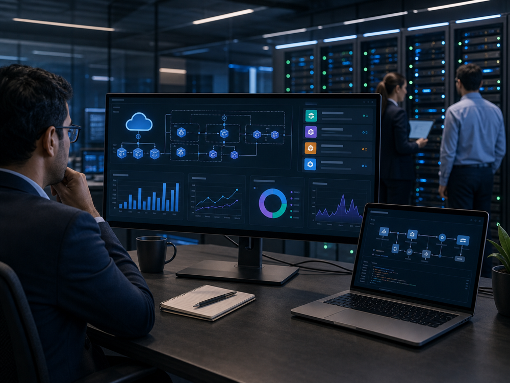 Enterprise cloud and ERP architecture dashboard